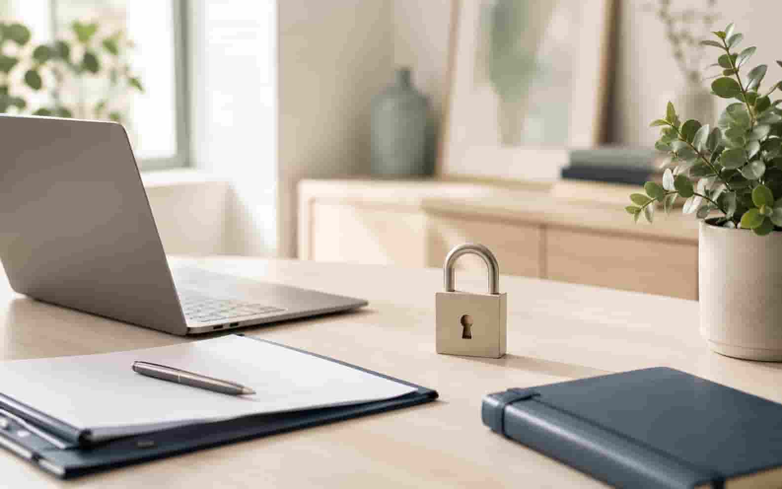 Notizbuch, Laptop und strukturierte Unterlagen als Symbol für eine klare Kontaktanfrage