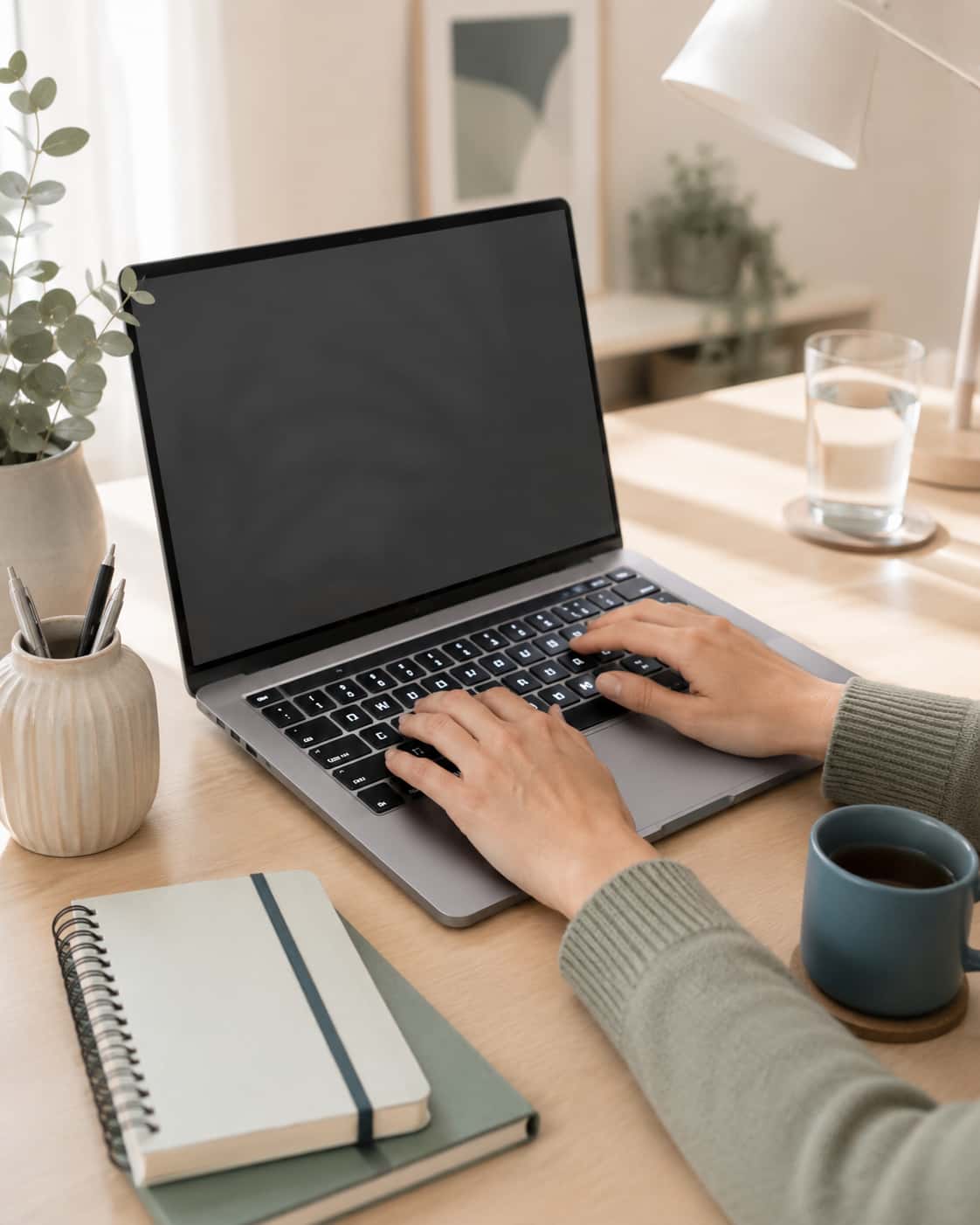 Heller Arbeitsplatz mit Laptop und klarer Struktur als Symbol für digitale Barrierefreiheit