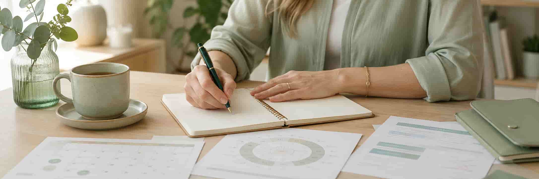 Notizbuch, Zyklusprotokoll und Unterlagen zur Strukturierung hormonbezogener Fragen